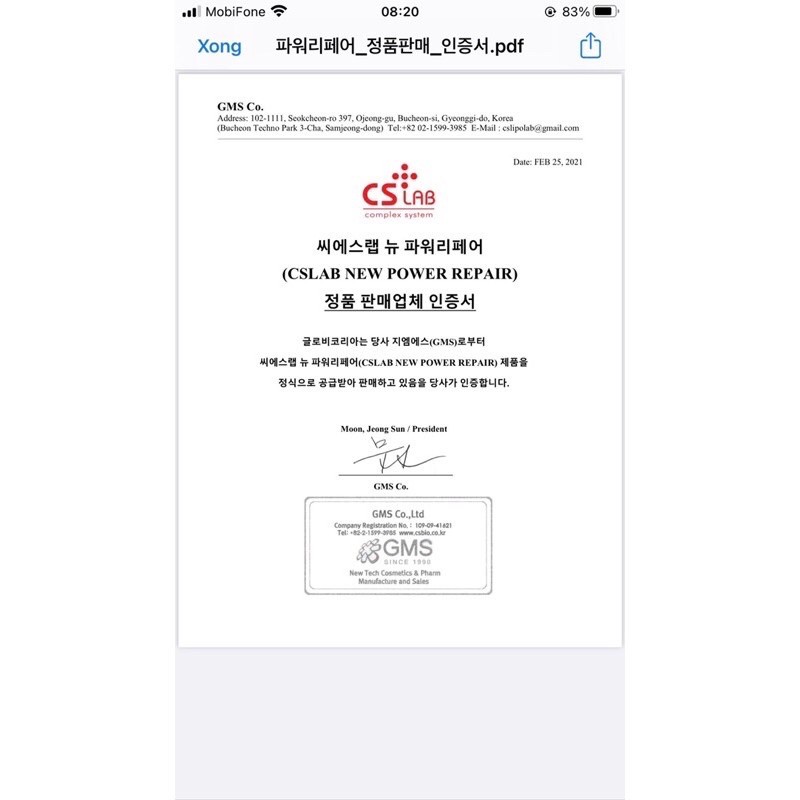Dưỡng Gói Cs - Lab Hàn Quốc 10 gói / Dcpxhoanganh