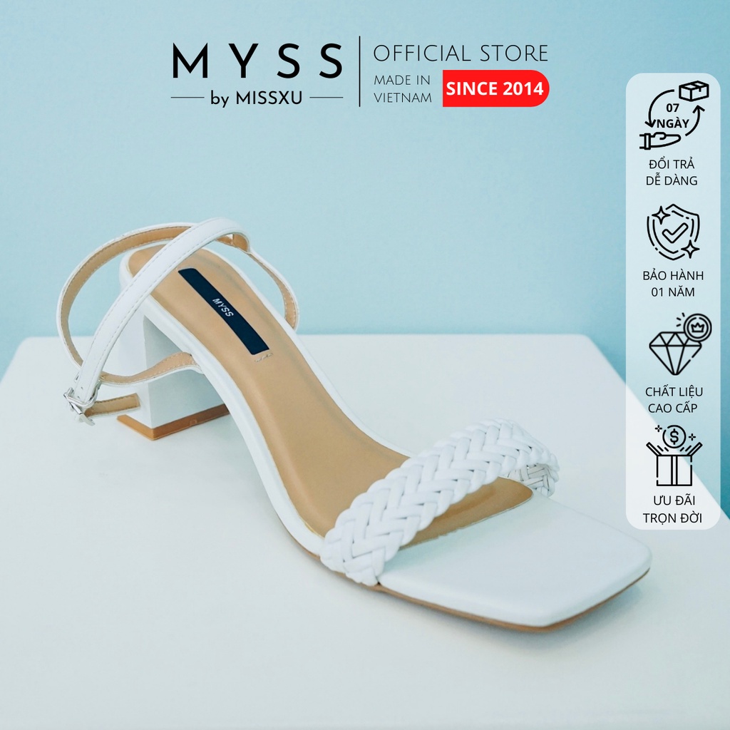 Giày sandal nữ MYSS quai thắt bím gót trụ 7cm thời trang - SD124