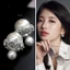 Khuyên tai DIO ngọc trai nhân tạo chốt hạt to phối riềm sang chảnh