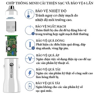 Tẩu Sạc Nhanh Ô Tô 36W Hỗ Trợ QC – PD, PD 18W Và Cổng USB QC3.0 Sạc Nhanh