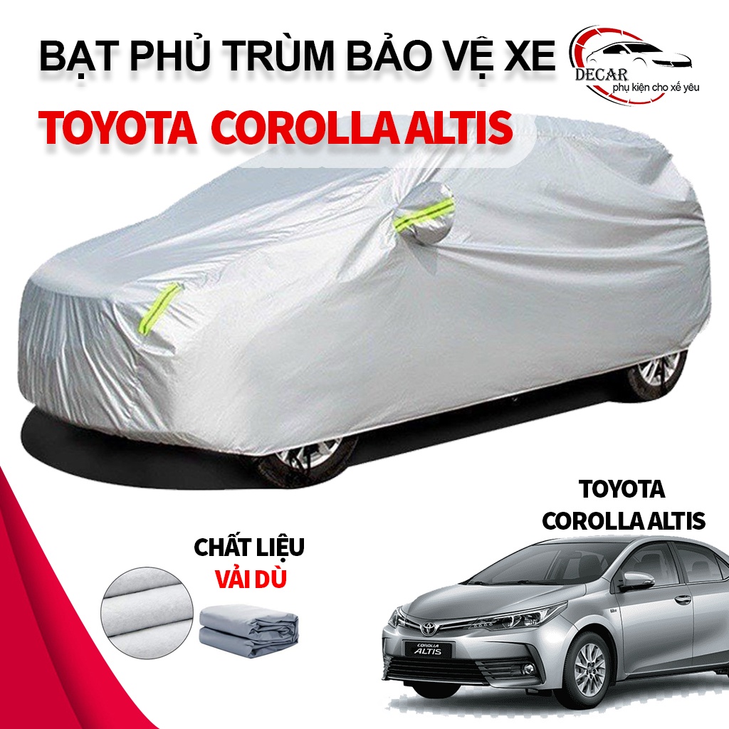 Bạt vải dù oxford bảo vệ xe ô tô, áo trùm oto chống nắng nóng, mưa cho xe Toyota Corolla Altis