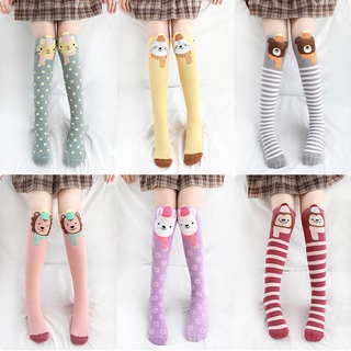 Vớ cotton dài tới gối in hình động vật dễ thương dành cho bé gái