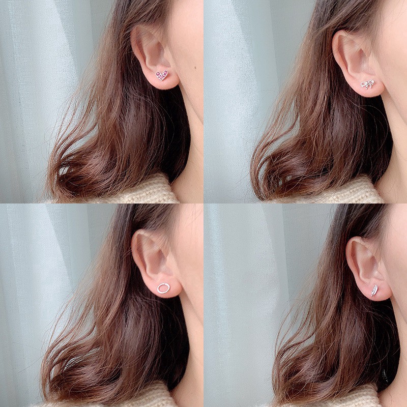 Bông tai ngọc trai pha lê phong cách Hàn Quốc 6 đôi