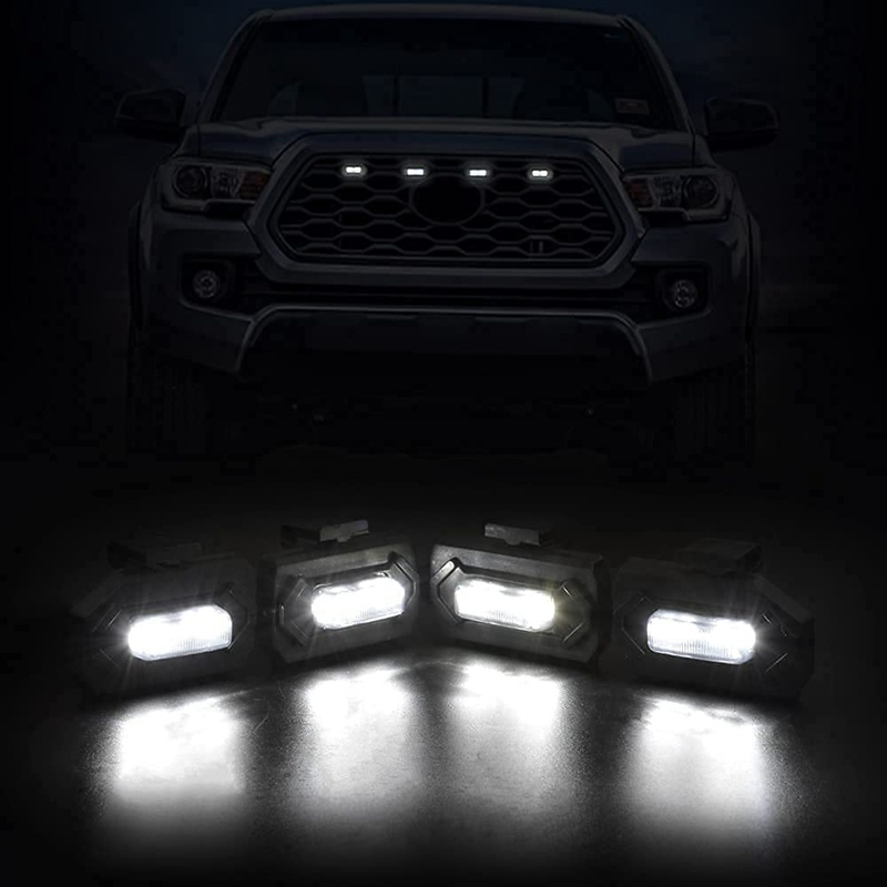 Set 4 Đèn LED Ánh Sáng Trắng Gắn Phía Trước Xe Toyota Tacoma Raptor TRD Off Road Sport 2020 2021