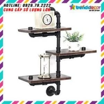 Kệ treo tường gỗ 3 tầng kệ ống nước chất liệu ống sắt bền đẹp lắp ráp gắn tường trang trí nhà à quán cafe đẹp — ảnh 3