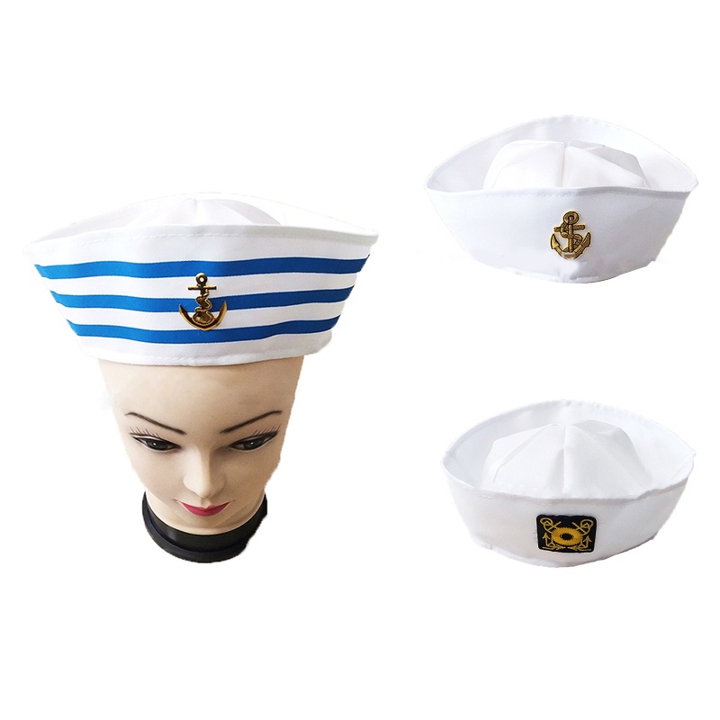 Sky vintage white navy marine captain cap mũ thủy thủ mũ quân đội mũ cosplay lạ mắt cho các buổi biểu diễn sân khấu nhiếp ảnh