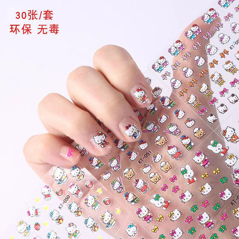 (Yêu Thích)Miếng Dán Trang Trí Móng Tay Hình Mèo Hoạt Hình Dễ Thương Dành Cho Trẻ Nhỏ