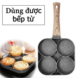 Chảo Chiên Trứng 4 Ngăn Vân Đá Chống Dính Đa Năng - Làm Bánh 4 Ngăn 4 Lỗ Tiện Dụng