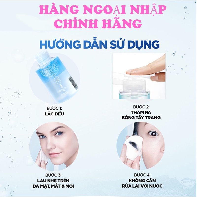 Nước tẩy trang BLUEPRESS, da dầu, nhạy cảm, làm tươi mát, dưỡng ẩm, giữ ẩm, làm sạch sâu, mắt, lông mi, mặt, môi, 300ML.