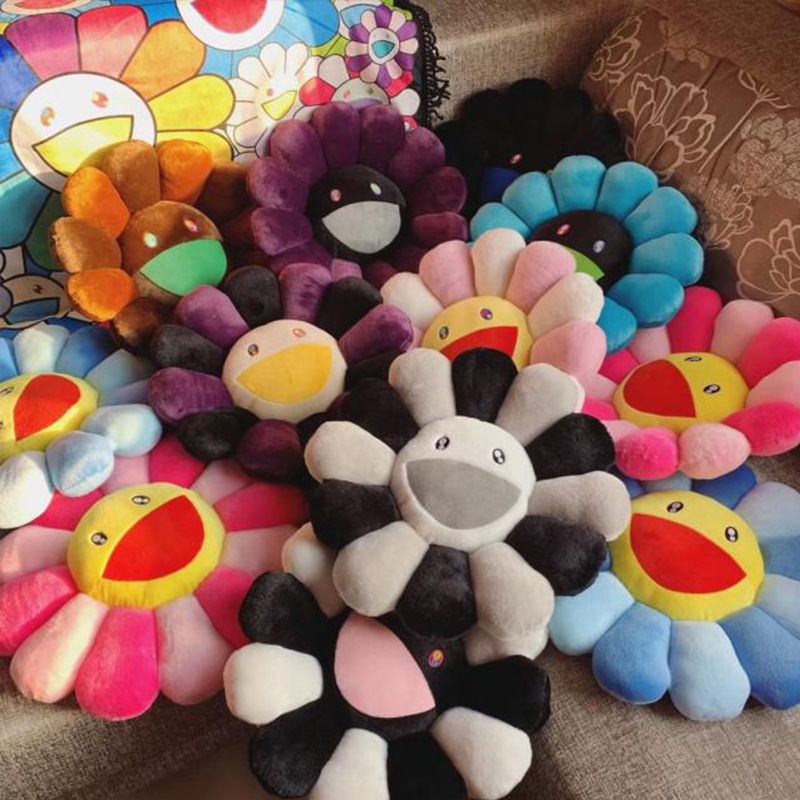 Gối hoa cầu vồng Takashi Murakami 40cm nhồi bông đầy màu sắc cho trẻ em nhồi bông