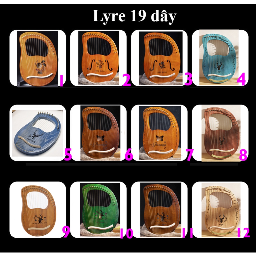 Đàn Lyre 19 dây - Full Phụ Kiện - Túi chống sốc