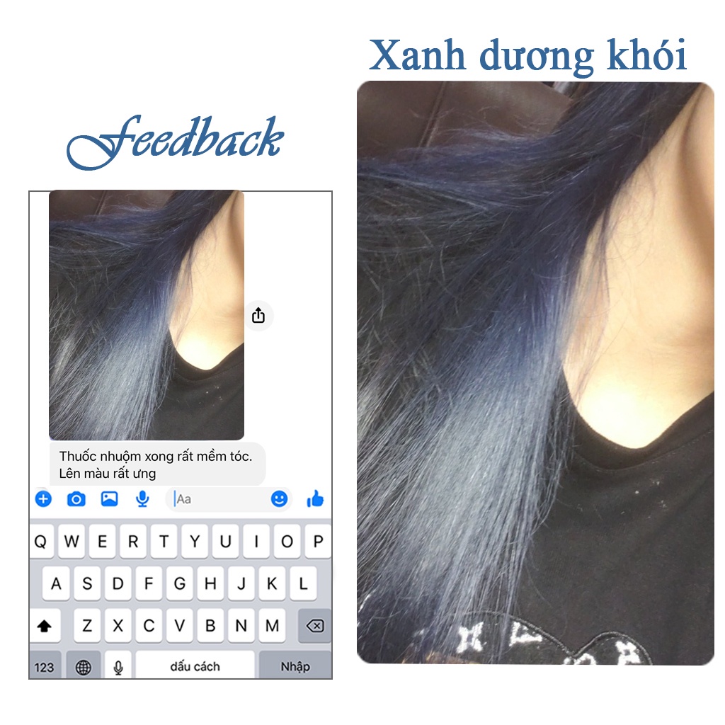 Thuốc nhuộm tóc màu XANH DƯƠNG ÁNH KHÓI SÁNG 100ml  màu nhuộm lên chuẩn tone