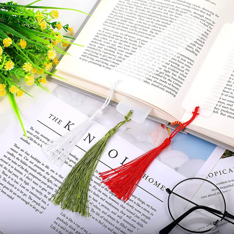 30 Miếng Acrylic Trống Đánh Dấu Trang Acrylic DIY Đánh Dấu Trang Chưa Hoàn Thành Acrylic Đánh Dấu Sách Đồ Trang Trí Và 30 Tua Rua Nhiều Màu Sắc