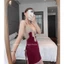 HT64 Váy ngủ sexy viền hoa ren xẻ ngực tôn dáng,váy ngủ lụa mặc nhà xẻ hông gợi cảm HT64