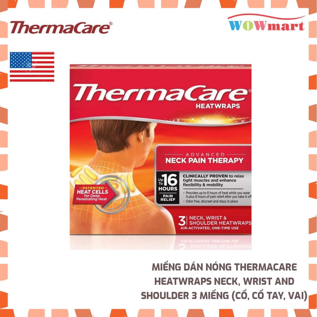 Miếng dán nóng ThermaCare HeatWraps Neck, Wrist and Shoulder 3 miếng