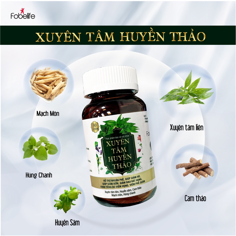 Viên Uống Giúp Giảm Ho Đờm Xuyên Tâm Huyền Thảo Fobe N1 - hộp 30 viên