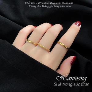 Set 3 nhẫn titan nữ không gỉ ánh kim sa lấp lánh phong cách cổ điển thanh lịch sang trọng mẫu mới