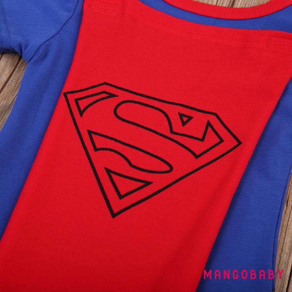 A0b-baby Boy Superman Áo liền quần ngắn tay Trang phục hoạt hình