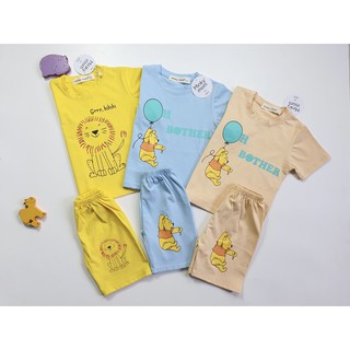Bộ bé trai bộ bé gái gấu POOH Bộ bé trai in sư tử hoạt hình Minky Mom MK06