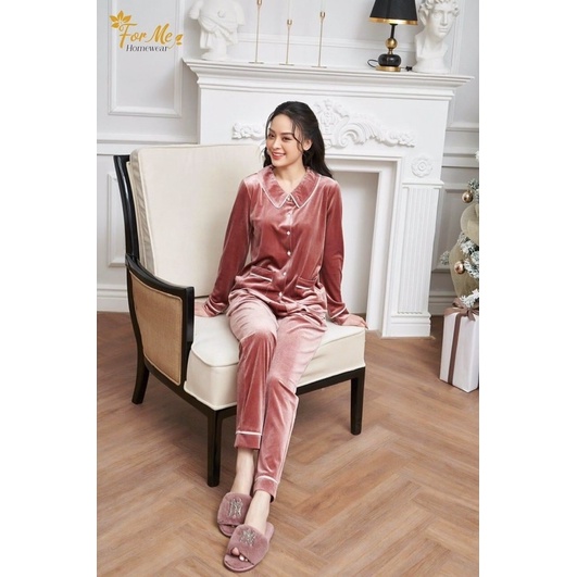 Bộ đồ ngủ,mặc nhà Pijama Nhung tăm cao cấp mềm mịn và bền màu hãng ForMe