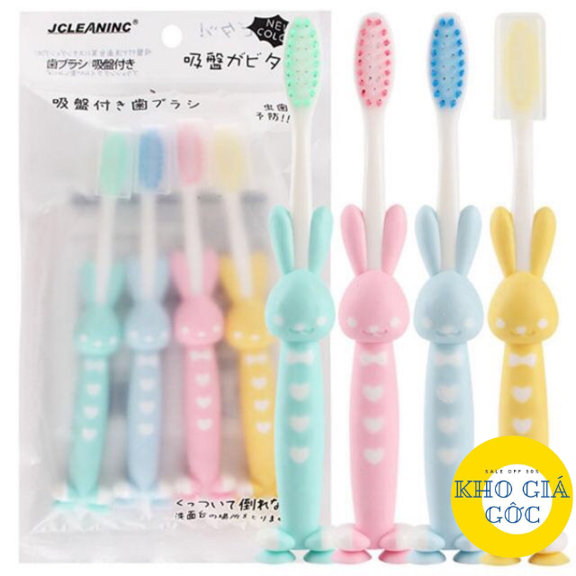 [COMBO 10] Set 4 Bàn Chải Xuất Nhật Cho Bé,  Bàn Chải Đánh Răng Trẻ Em Hình Ngộ Nghĩnh (thỏ, gấu)