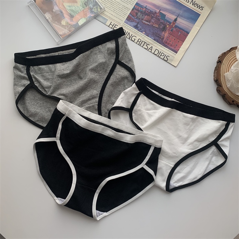 Quần Lót Cotton Không Đường May Kháng Khuẩn Màu Sắc Tương Phản Chất Lượng Cao Cho Nữ