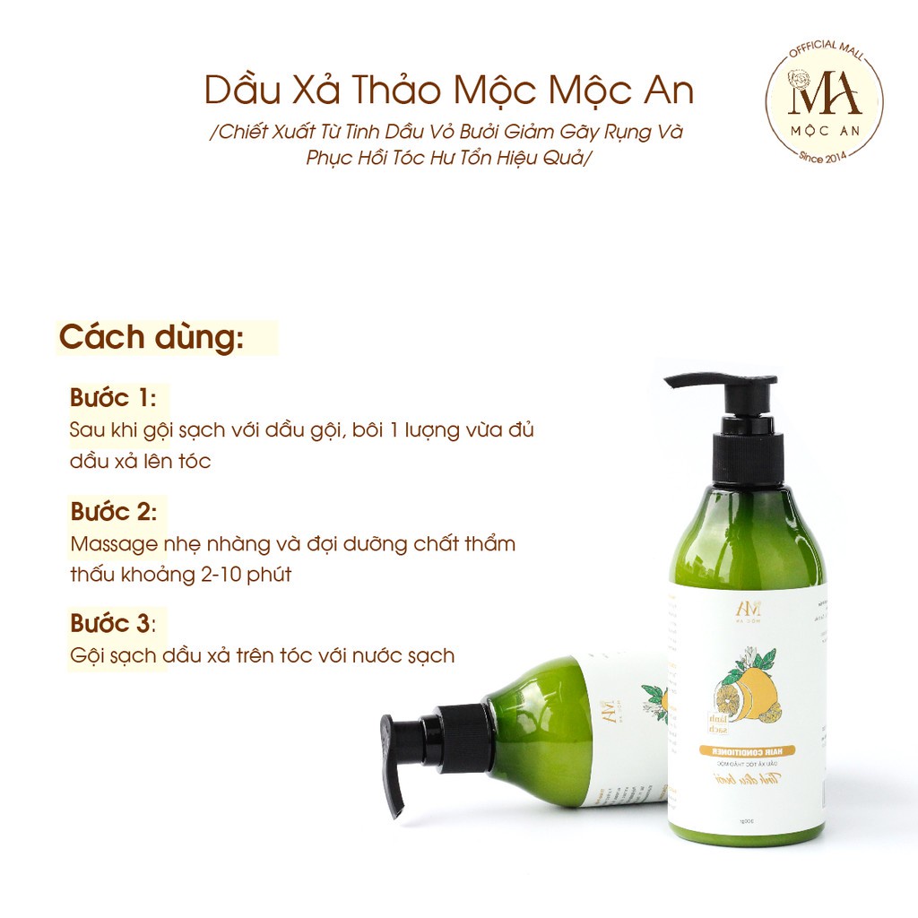 Mô tả Dầu Xả Thảo Mộc Mộc An Chiết Xuất Từ Tinh Dầu Vỏ Bưởi Giảm Gãy Rụng Và Phục Hồi Tóc Hiệu Quả 300g - 5