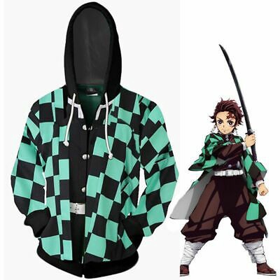 Anime Demon Slayer Kimetsu no Yaiba Anime Áo Khoác Zip Up Áo Len Có Mũ Trùm Đầu Mới
