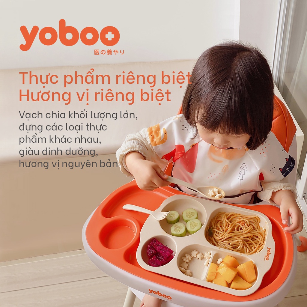 Mô tả Khay tập ăn dặm cho bé Yoboo YB-0031 kèm thìa, muỗng, đũa, chất liệu lúa mạch dùng được cho lò vi sóng - Hàng chính hãng - 4