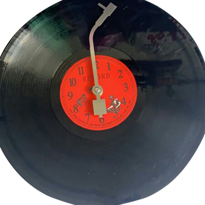 💖Đồng hồ treo trang trí tường hình đĩa than ghi âm Vinyl kiểu dáng cổ châu Âu