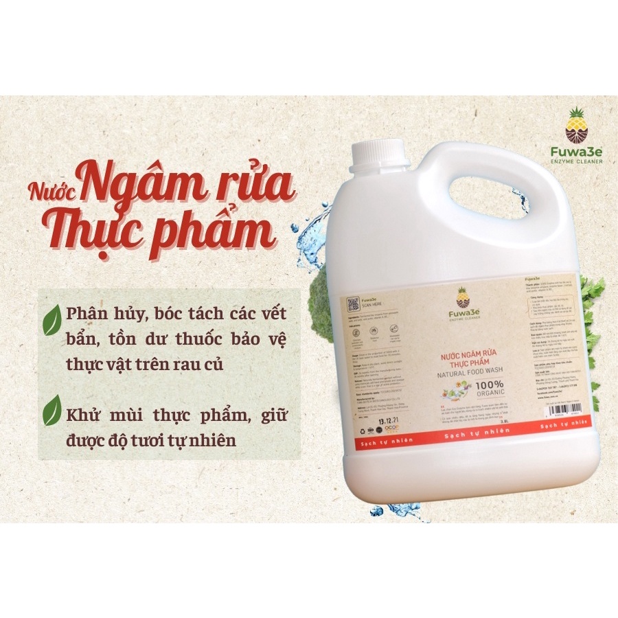 Ngâm rửa thực phẩm loại bỏ 40+ dư lượng bvtv + vi khuẩn Fuwa3e 100% eco enzyme