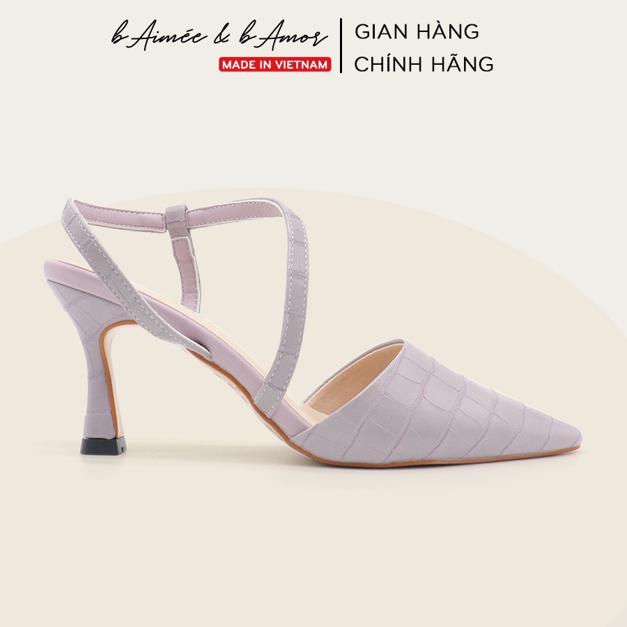 Giày cao gót nữ 7p mũi nhọn gót nhọn dáng sandal slingback bít mũi thời trang công sở đẹp bAimée & bAmor - MS1542