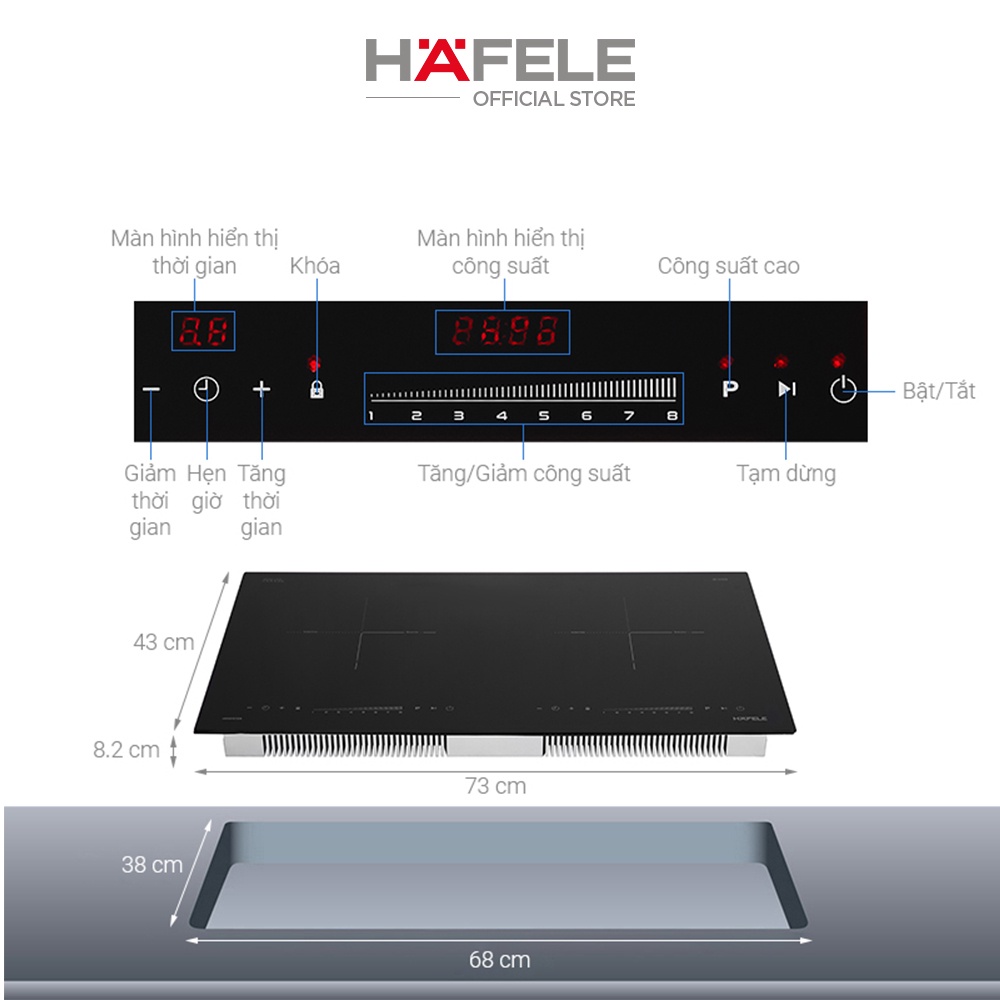 Mô tả Bếp từ 2 vùng nấu Hafele HC-I2732A 536.61.726 - 2