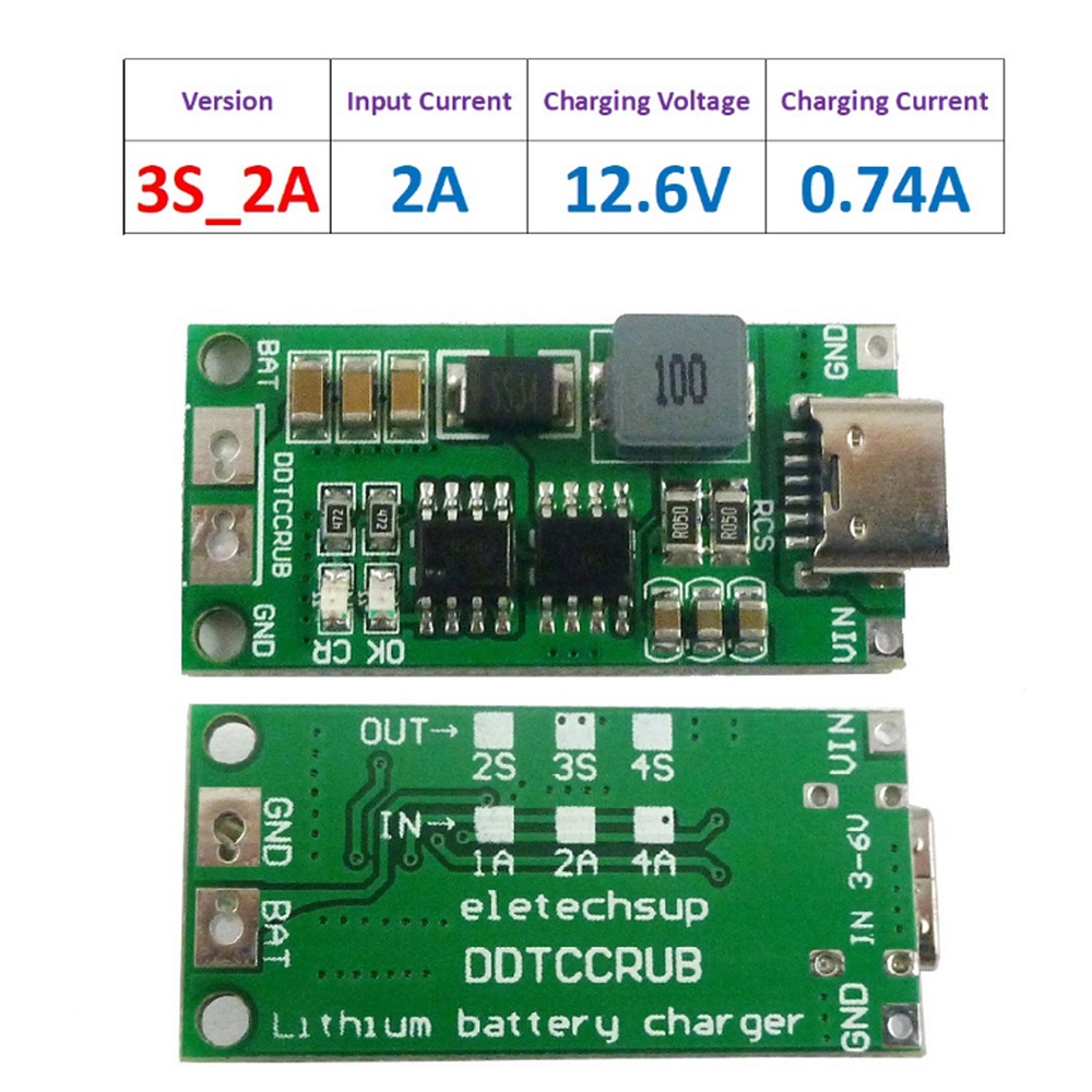 Bộ Sạc Pin Li-Ion Từ 2S 3S 4S Type-C Sang 8.4V 12.6V 16.8V 18650 ...