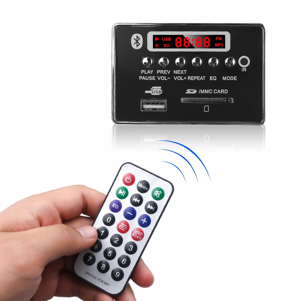 Bảng mạch giải mã âm thanh Bluetooth Mp3 5v 12v Usb Tf Fm tiện dụng dành cho xe hơi