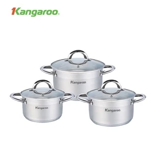 Bộ nồi Inox 3 chiếc 18/22/26cm Kangaroo KG876 5 đáy