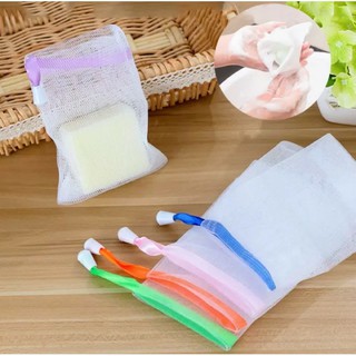 Túi lưới tạo bọt xà phòng / Túi đựng xà bông cục tắm, dày 2 lớp, có dây rút ( 9,5cm * 15cm), dây nhiều màu, bền đẹp