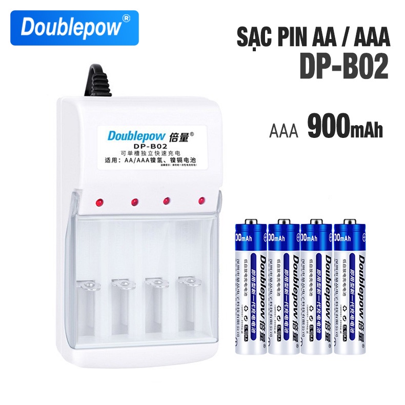 Combo sạc Doublepow DB02 kèm 4 pin AAA 900mAh Pin cho Remote tivi ...