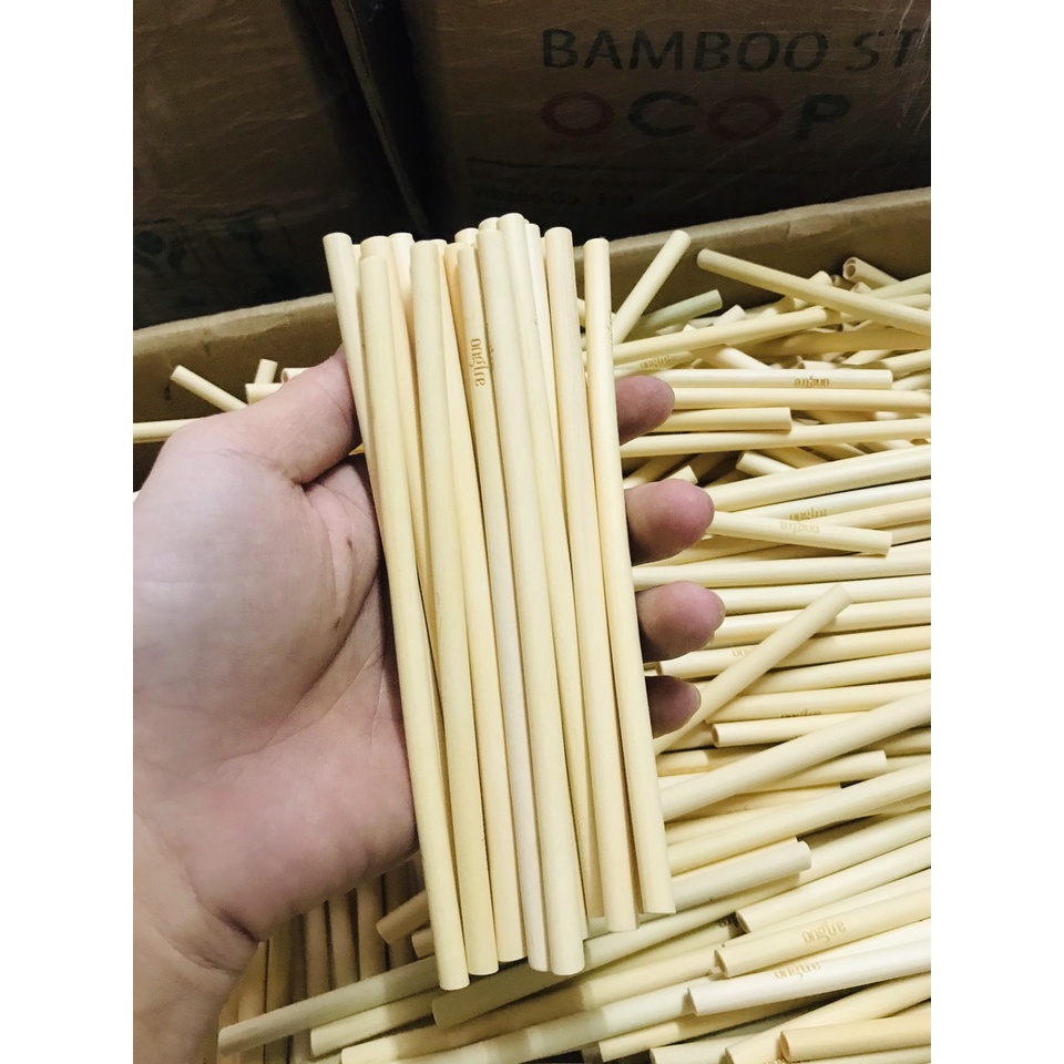Ống Hút Tre Tự Nhiên 25cm ONGTRE Bộ 10 Chiếc, Tái Sử Dụng, Đường Kính 6–8mm, Phù Hợp Cafe, Nhà Hàng, Khách Sạn