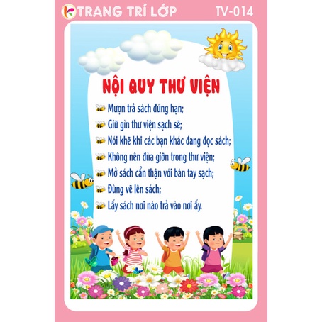 TRANG TRÍ THƯ VIỆN - NỘI QUY THƯ VIỆN XANH TV-014 | Shopee Việt Nam