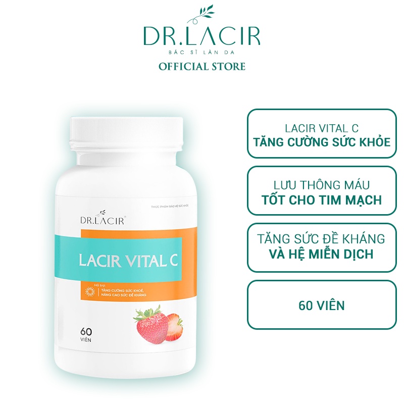 Viên Uống Vitamin C hỗ trợ tăng miễn dịch, giúp hấp thu glutathione và collagen DR.LACIR – Hộp 60 viên DR130