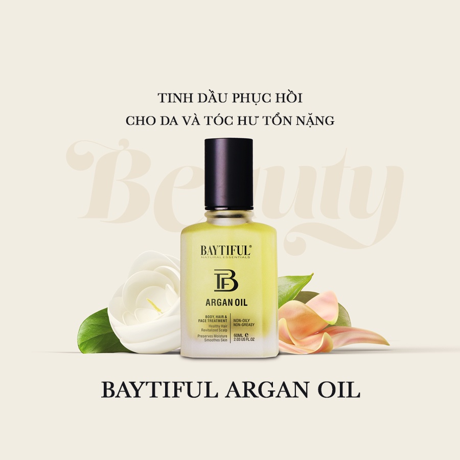 Tinh dầu dưỡng tóc mượt ngăn gãy rụng serum tóc uốn nhuộm khô xơ phục hồi hư tổn tinh chất chăm sóc Baytiful Argan Oil
