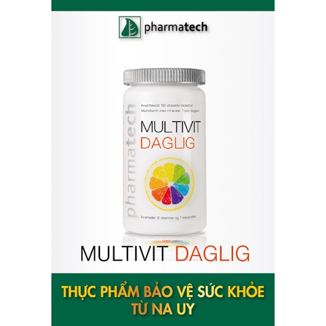 Viên uống bổ sung vitamin bảo vệ sức khỏe MULTIVIT DAGLIG Lọ 180 Viên