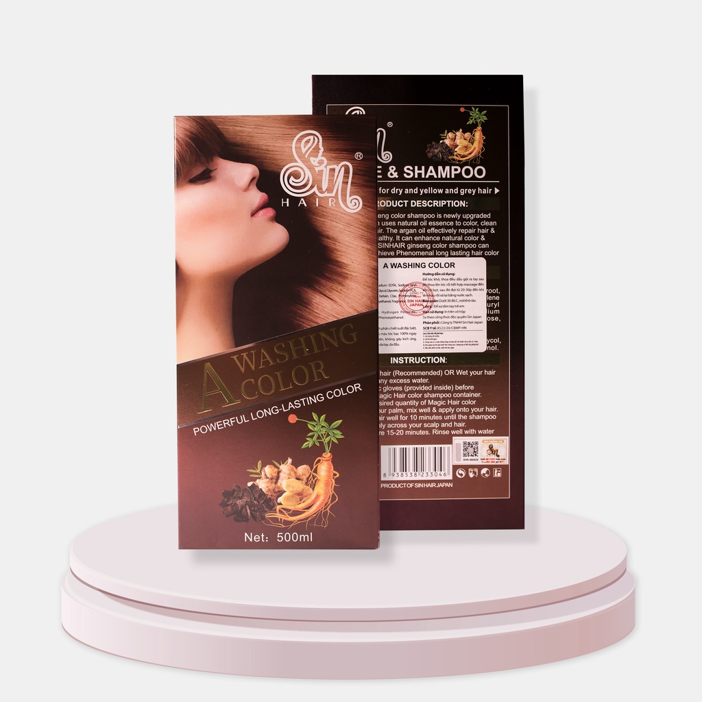 Dầu Gội Phủ Bạc Sin Hair Nhật Bản, Dầu Gội Nhuộm Tóc Gội Là Đen Chính Hãng Giúp Phủ Đen Hoặc Nâu Tóc Bạc Nhanh Chóng