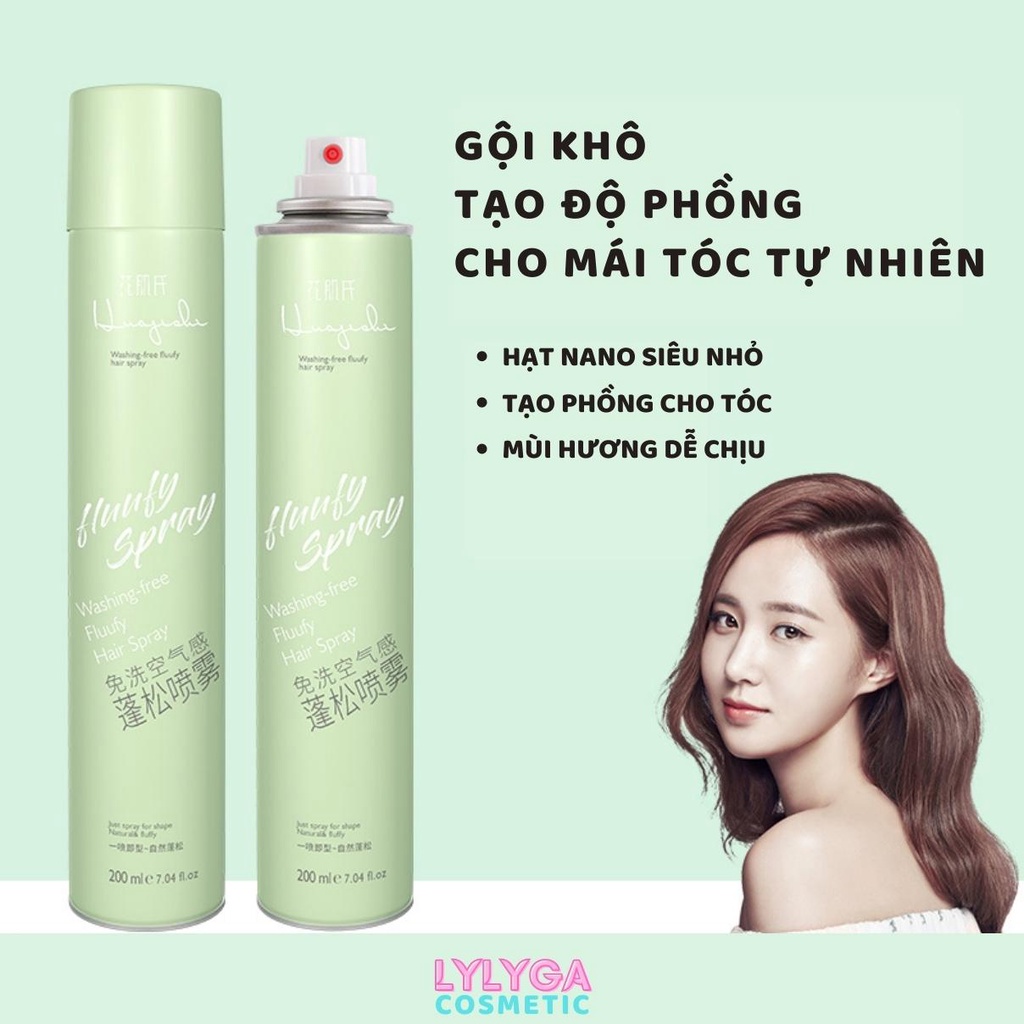 Dầu gội khô tạo phồng FLUUFY SPRAY 200ml xịt khô tạo phồng tóc, gội đầu khô không cần nước cho nam nữ không bết tóc GK03