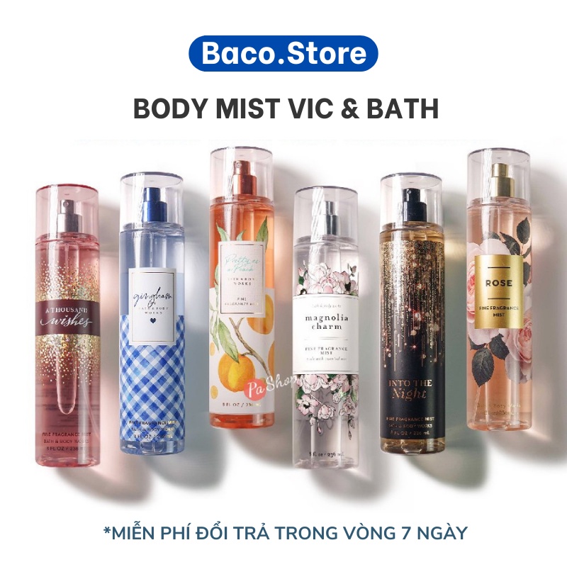 Xịt Thơm Toàn thân Body Mist VIC & BBW 236ml Ngọt Ngào, Sang Trọng