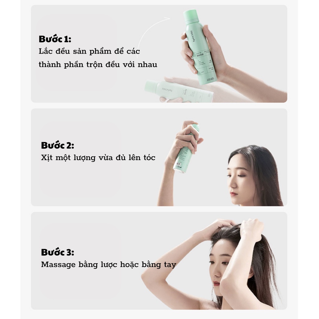 [CHÍNH HÃNG] Dầu gội khô SPES dạng xịt giúp phồng tóc tức thì, sạch tóc giữ nếp 12 giờ