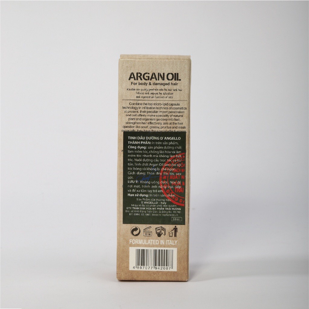 Xịt Dưỡng Tóc Keratin D’Angello Argan Oil 60ml Chuẩn Salon, Tinh Dầu Dưỡng Tóc Siêu Mềm Mượt Phục Hồi Tóc Hư Tổn