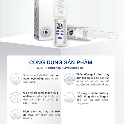 KEM GIẢM THÂM NÁM BẸN, NÁCH – MIBITI PRUDENTE NUWHITE H6 tem xanh