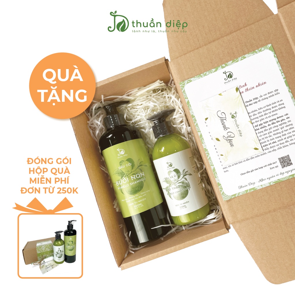 Bộ đôi dầu gội dầu xả bưởi giúp mọc tóc giảm rụng tóc cho tóc mềm mượt chắc khỏe Thuần Diệp